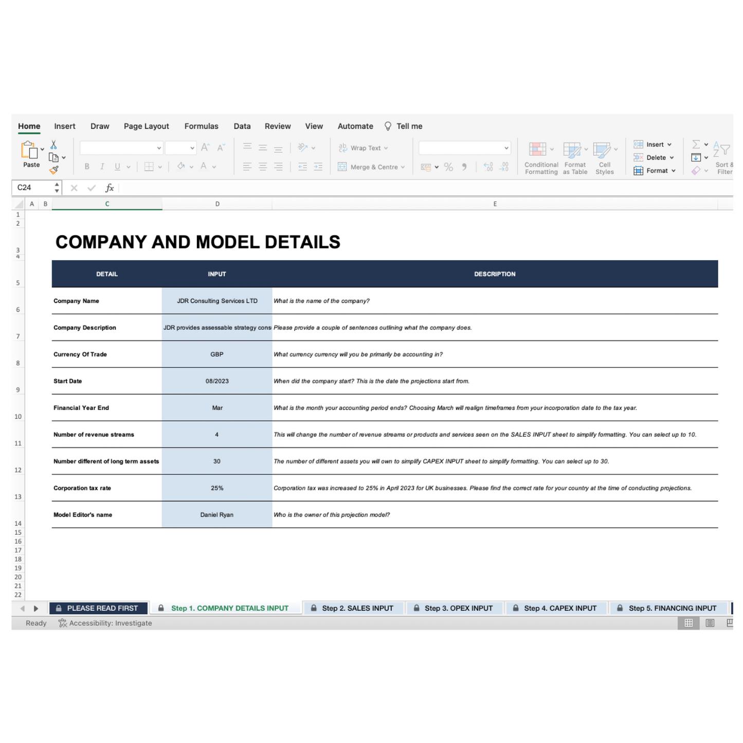 Financial Projection Template
